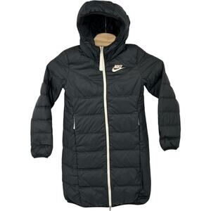 Women's BLK Nike NSW Reversible Windrunner Down Fill Duck Parka Puffer Jacket XS